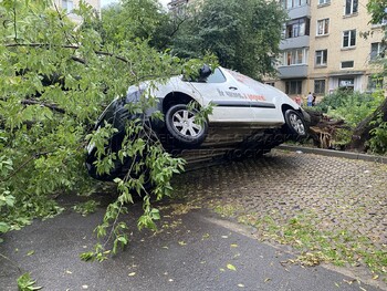 На Москву обвалился ураган: поваленные деревья, горящая церковь, отмены авиарейсов 